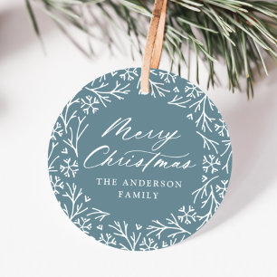 Elegant Snowflake Wreath Frost Christmas Gift Tags