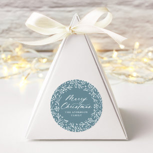 Elegant Snowflake Wreath Frost Merry Christmas Classic Round Sticker