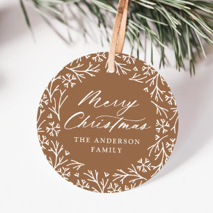 Elegant Snowflake Wreath Gingerbread Gift Tags