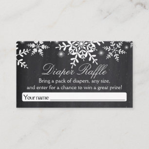 Elegant Snowflakes Baby Shower Diaper Raffle Ticke Enclosure Card