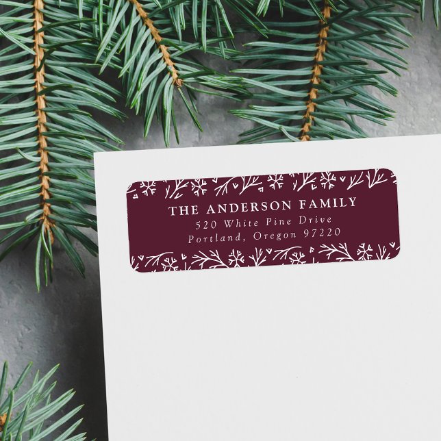 Elegant Snowflakes Berry Holiday Return Address Return Address Label (Creator Uploaded)