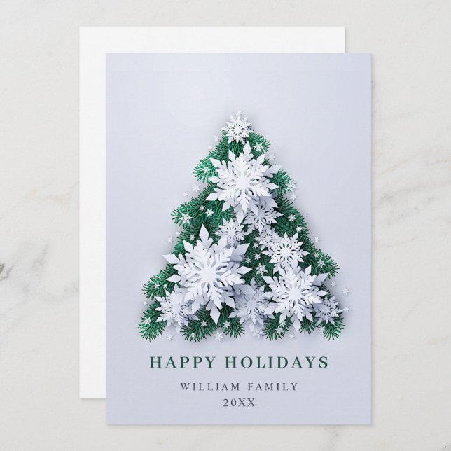 Elegant Snowflakes Christmas Greeting Holiday (Front/Back)