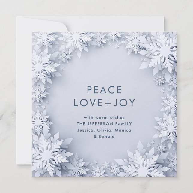 Elegant Snowflakes Christmas Greeting Holiday Card (Front)