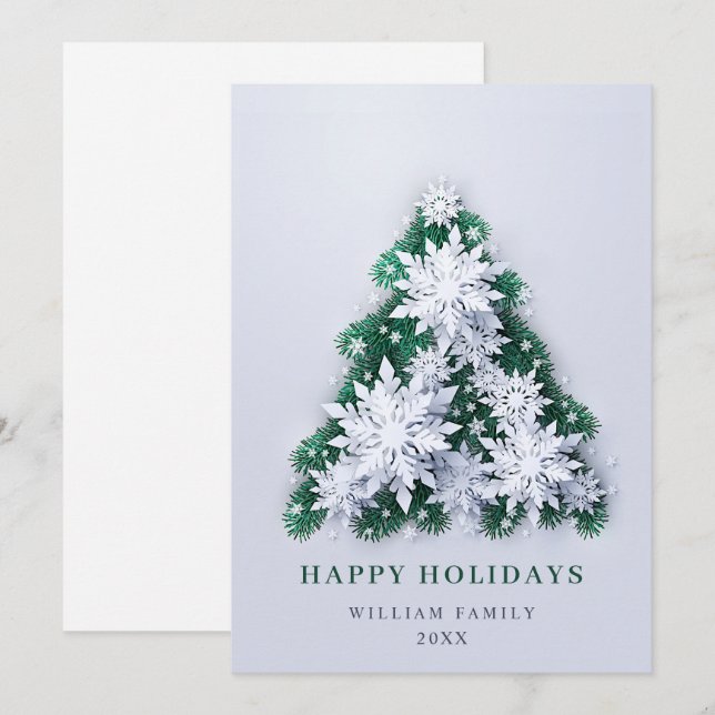 Elegant Snowflakes Christmas Greeting Holiday Card (Front/Back)