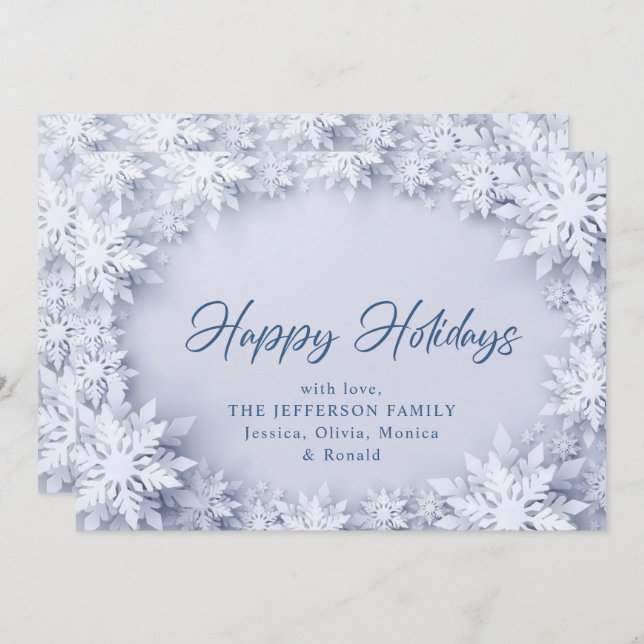 Elegant Snowflakes Christmas Greeting Holiday Card (Front/Back)
