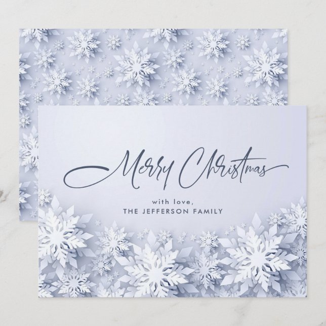 Elegant Snowflakes Christmas Greeting Holiday Card (Front/Back)
