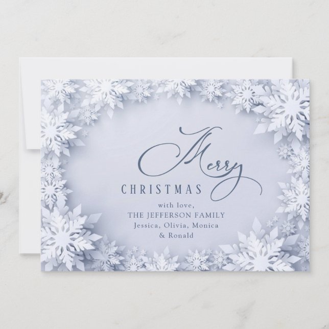 Elegant Snowflakes Christmas Greeting Holiday Card (Front)