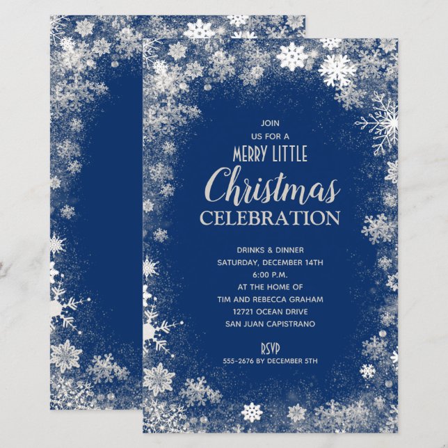 Elegant Snowflakes Christmas Holiday Budget Invite (Front/Back)