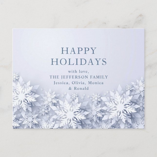 Elegant Snowflakes Christmas Holiday Greeting Postcard (Front)