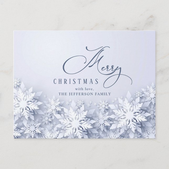 Elegant Snowflakes Christmas Holiday Greeting Postcard (Front)