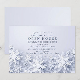 Elegant Snowflakes Christmas HOLIDAY Open House Invitation