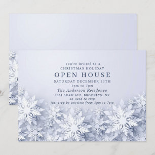Elegant Snowflakes Christmas HOLIDAY Open House Invitation