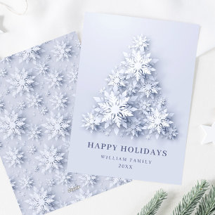 Elegant Snowflakes Christmas Tree Greeting Holiday Card