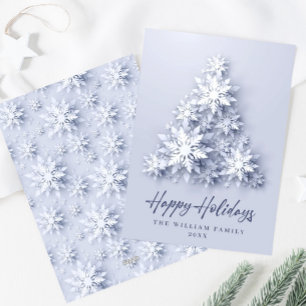 Elegant Snowflakes Christmas Tree Greeting Holiday Card