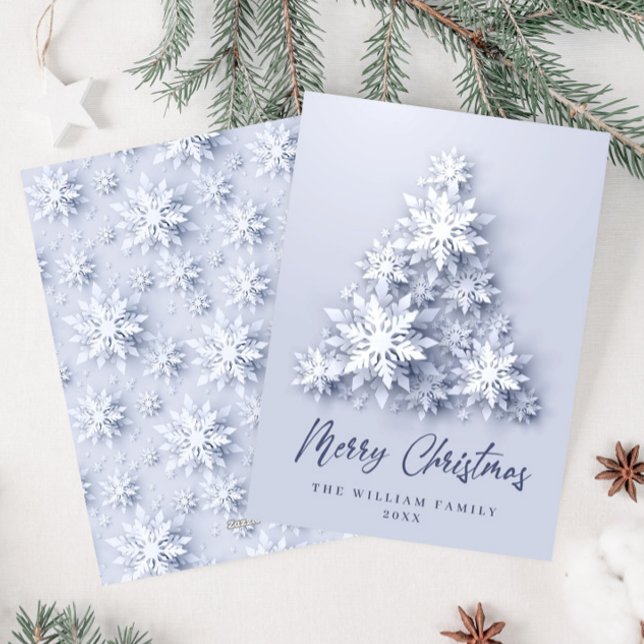 Elegant Snowflakes Christmas Tree Greeting Holiday Card (Creator Uploaded)