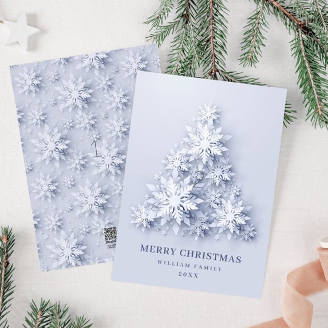 Elegant Snowflakes Christmas Tree Greeting Holiday Card (Creator Uploaded)