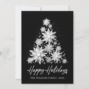 Elegant Snowflakes Christmas Tree Greeting Holiday Card