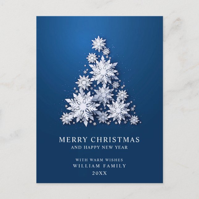 Elegant Snowflakes Christmas Tree Greeting Postcard (Front)