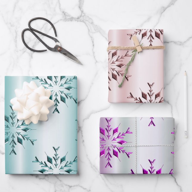 Elegant Snowflakes Christmas Wrapping Paper Sheet (Front)