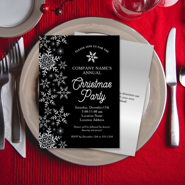 Elegant Snowflakes Company Christmas Party Invitation (Creator Uploaded)