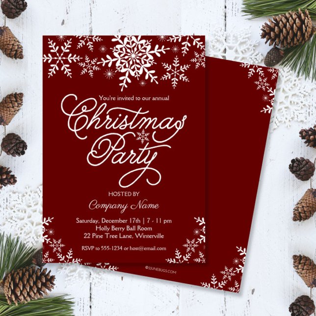 Elegant Snowflakes Company Christmas Party Invitation (Creator Uploaded)