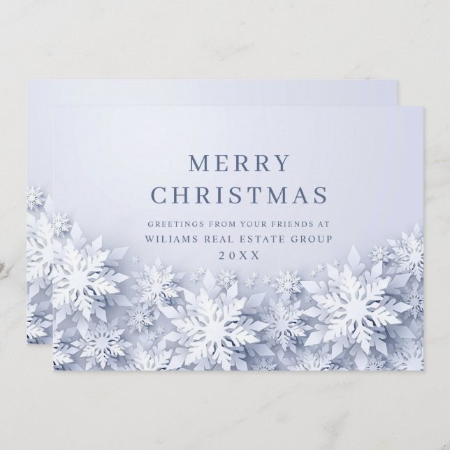 Elegant Snowflakes Corporate Christmas Greeting Holiday Card (Front/Back)