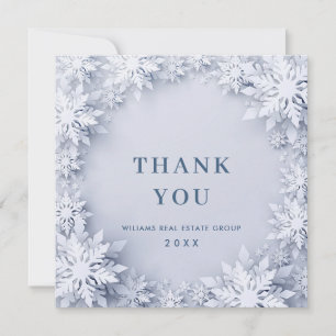 Elegant Snowflakes Corporate Christmas Holiday Thank You Card
