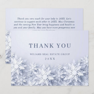 Elegant Snowflakes Corporate Christmas Holiday Thank You Card