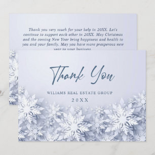 Elegant Snowflakes Corporate Christmas Holiday Thank You Card