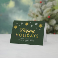 Elegant Snowflakes Corporate Happy Holidays Green