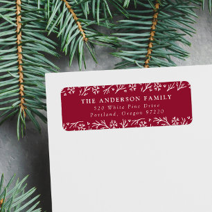 Elegant Snowflakes Cranberry Return Address Label