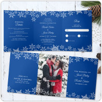 Elegant Snowflakes Deep Blue Winter Wedding