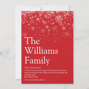 Elegant Snowflakes Family Definition Christmas Holiday Card