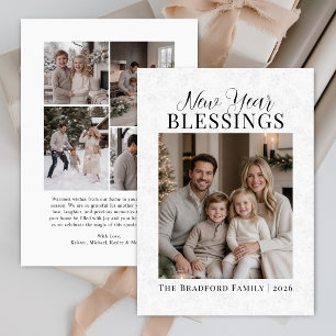 Elegant Snowflakes Family New Year Photo Card