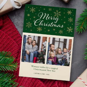 Elegant Snowflakes Family Photo Christmas Holiday Card
