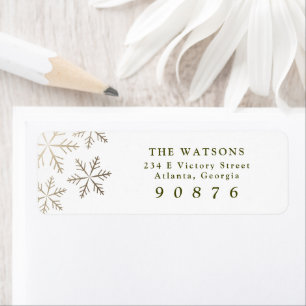 Elegant Snowflakes Gold Holiday Return Address Return Address Label