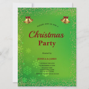 Elegant Snowflakes Green Christmas  Invitation