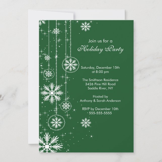Elegant Snowflakes Holiday Party Invitation (Front)