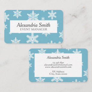 Elegant Snowflakes in Sky Blue Background Business Card