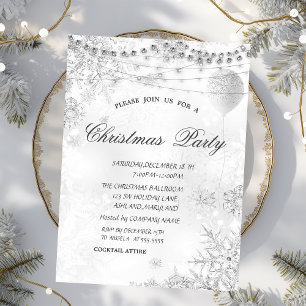 Elegant Snowflakes,Lights,Balloon,Christmas Party Invitation