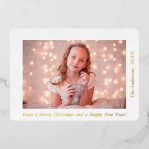 Elegant Snowflakes Merry Christmas Custom Photo Foil Holiday Card