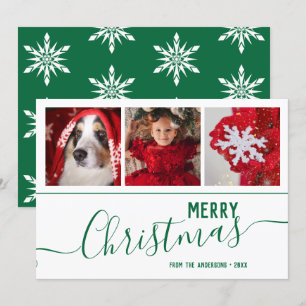 Elegant Snowflakes Merry Christmas Custom Photo Holiday Card