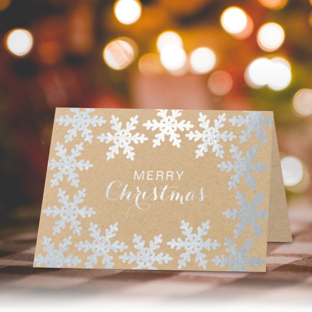 Elegant Snowflakes Merry Christmas Foil Card (Creator Uploaded)