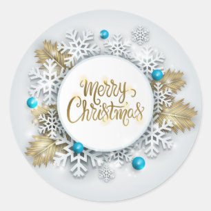 Elegant Snowflakes Merry Christmas   Sticker