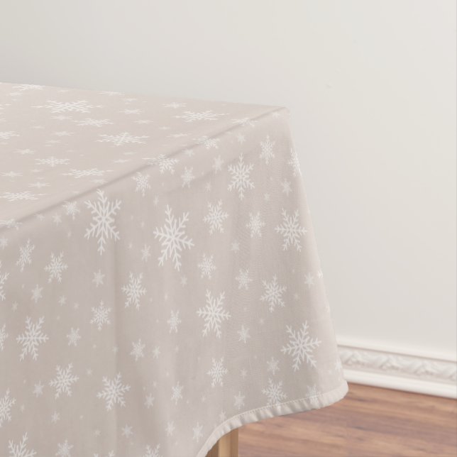Elegant Snowflakes on Beige Tablecloth (In Situ)