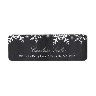 Elegant Snowflakes on Chalkboard WinterBaby Shower Return Address Label