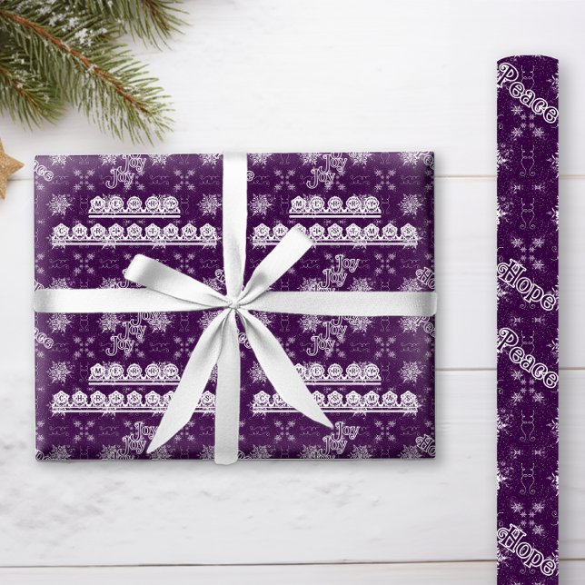 Elegant Snowflakes on Purple Christmas Wrapping Paper (This elegant dark purple wrapping paper with white snowflakes will be beautiful under your tree!)
