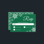 Elegant Snowflakes Plaid Dark Green Wedding RSVP Card<br><div class="desc">This wedding design features elegant snowflakes on the front and a classic plaid pattern on the back. Click the customise button for more flexibility in modifying the text. Variations of this design, different paper types, as well as coordinating products are available in our shop, zazzle.com/store/doodlelulu. Contact us if you need...</div>