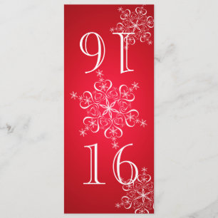 Elegant Snowflakes Red 2 Table Number