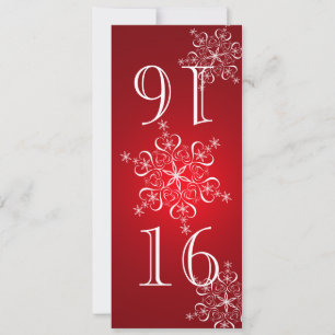 Elegant Snowflakes Red Table Number